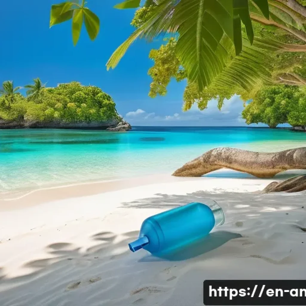 앤티가 바부다 크루즈 여행 팁 - A serene hidden beach scene on a small Caribbean islet, featuring crystal-clear turquoise waters gen...